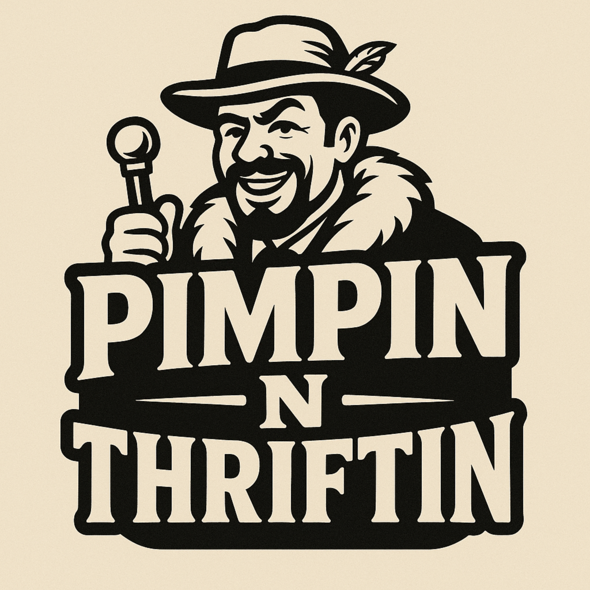 Pimpin N Thriftin vintage sportswear logo
